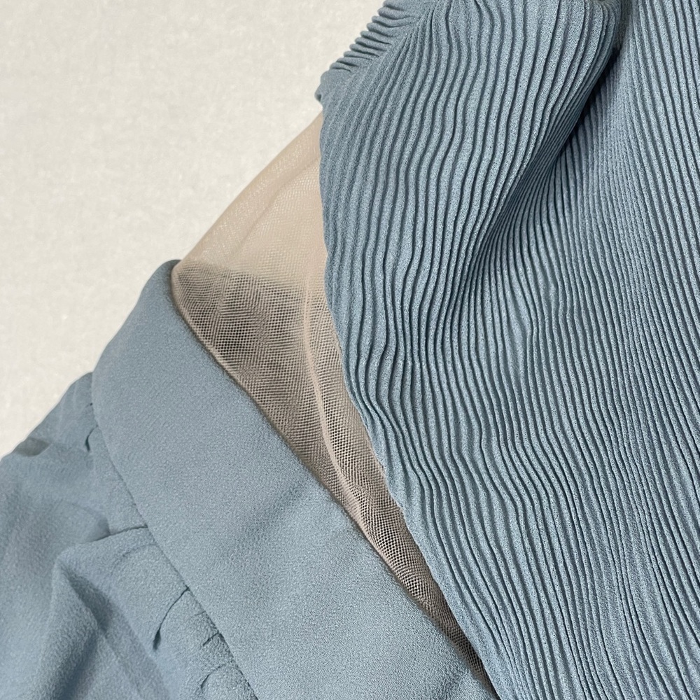 Lulu’s Lovely Endings Dusty Blue One-Shoulder Pleated Maxi Dress‎ Dusty Blue 1X - Picture 10 of 12